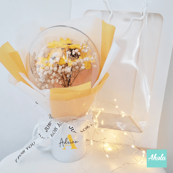 【Gift U】Dried/Soap Flowers Bubble ball Box Cup Set 乾花/香皂花氣球花配陶瓷杯禮袋套裝