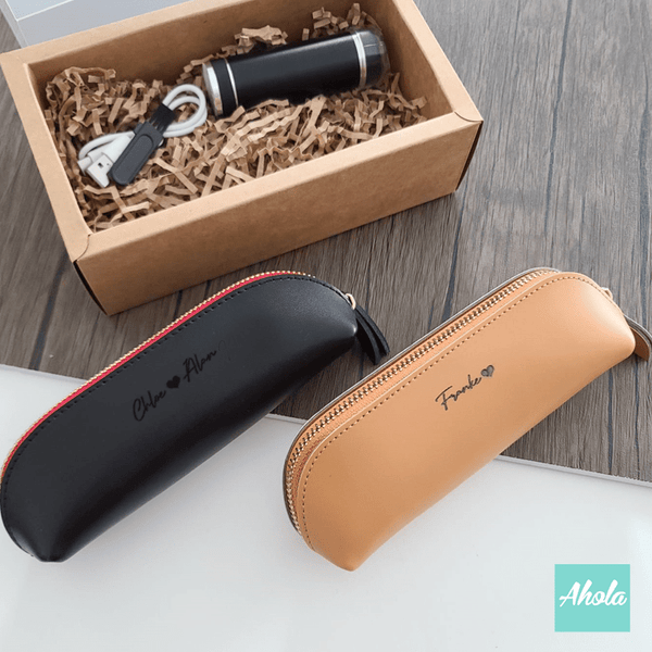 【Harvey】Engraved Electric Shaver + Genuine Leather Pouch Kit 刻字電動剃鬚刨+真皮萬用袋套裝