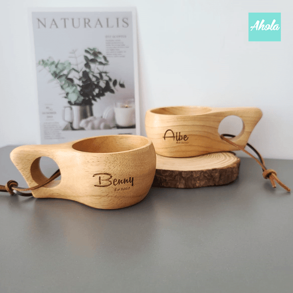 【Duad】Wooden Cup Set 橡膠木製帶柄杯Set (一對)
