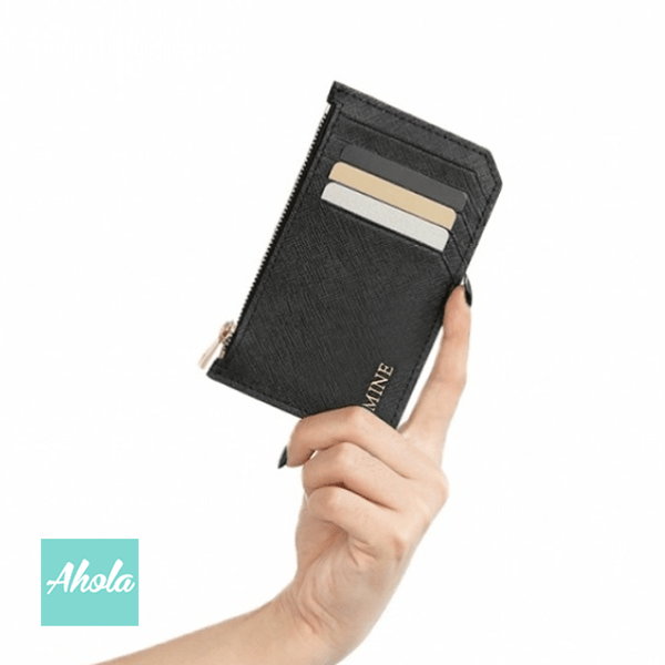 MS010 Multi Pockets Saffiano Leather Zip Card Holder 燙金壓字真皮卡片/散銀包