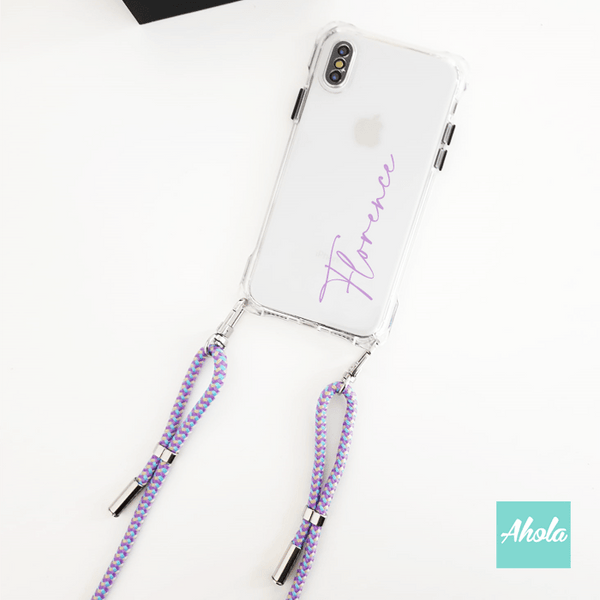 【Murasa】Crossbody Lanyard TPU Transparent Phone Case 自定名字四角掛頸透明電話軟殼