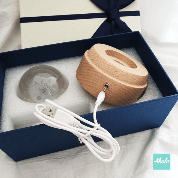 【Birthday Wish】Laser Engraved Crystal Ball and Wood Music Box 刻字生日水晶球音樂盒 - Ahola