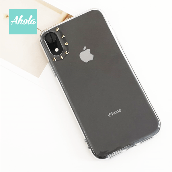 【Oro】Gold Letter Transparent Phone Case 金色字母硬底全包軟邊矽膠電話殼