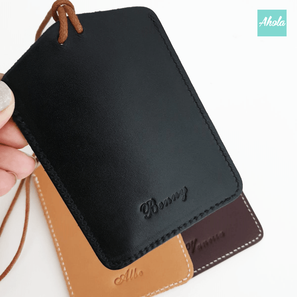 MS009 Embossed Genuine Leather Card Badge Holder 真皮掛頸證件套 - Ahola