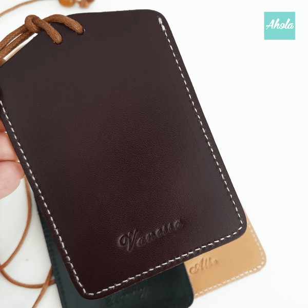 MS009 Embossed Genuine Leather Card Badge Holder 真皮掛頸證件套 - Ahola