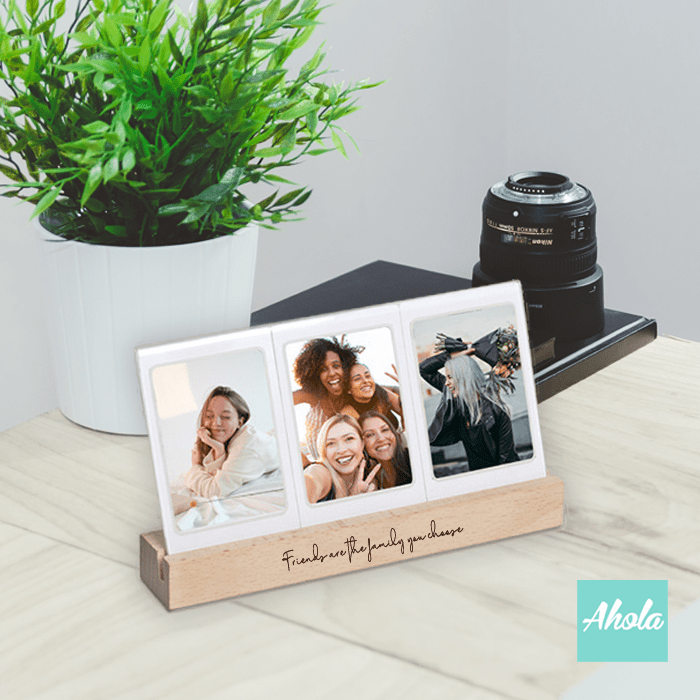 【Polaroid】Instax Photo LED Acrylic Frame Wooden Stand 即影即有發光照片相框連刻字木座
