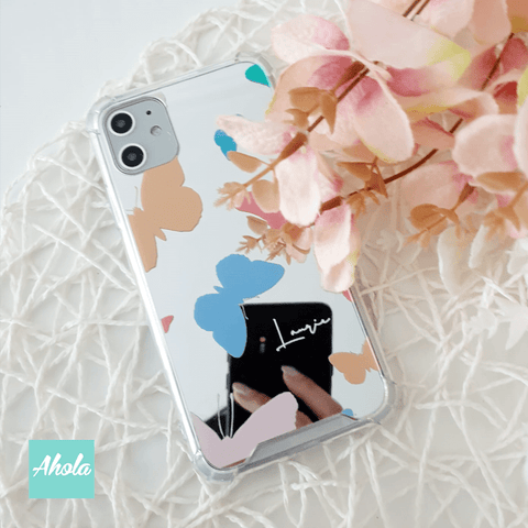 【Nabi】Protective Mirror Phone Case 全包邊蝴蝶鏡面名字電話殼