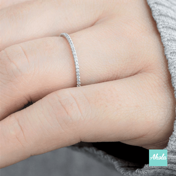 IJ004 Sterling Silver Petite Micropavé Ring 純銀鋯石線戒 | 落單後大約2-4個工作天寄出✨ - Ahola