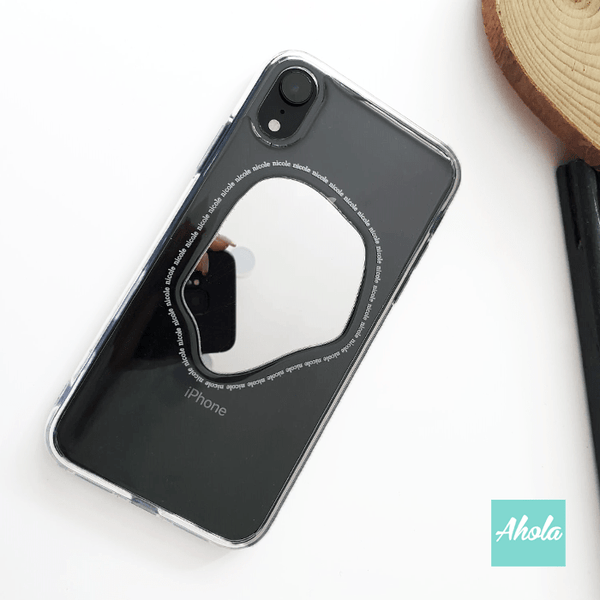 【Miroir】Abstract Shaped Mirror Transparent Phone Case 圖片鏡子硬底全包軟邊矽膠電話殼