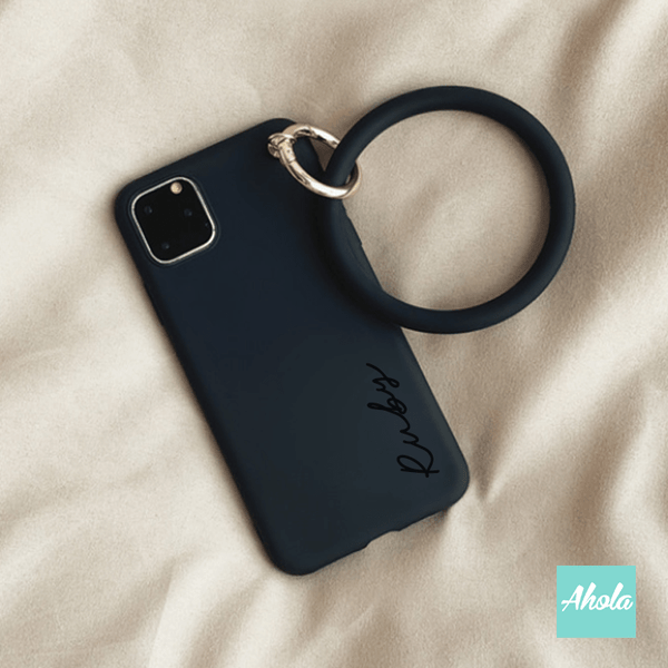 【Hoop】Silicone Soft iPhone Case With Hoop 手腕圈矽膠全包邊自訂名字電話殼