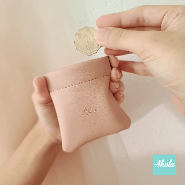 【Tino】PU Leather Squeeze Coin Pouch 燙金壓字散銀萬用收納包
