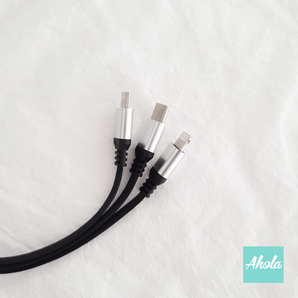 【Marble】Retractable 3 in 1 Charger Cable with Lightning/Type C/Mirco USB