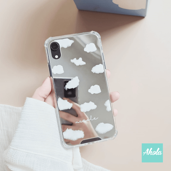 【Kumo】Protective Cloud Print Mirror Phone Case 全包邊雲朵鏡面名字電話殼