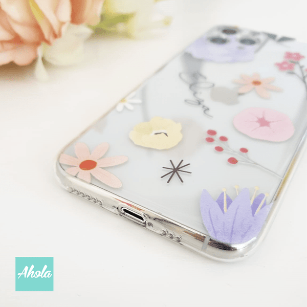 【Moji】Soft TPU transparent phone case 可愛小花名字透明電話軟殼