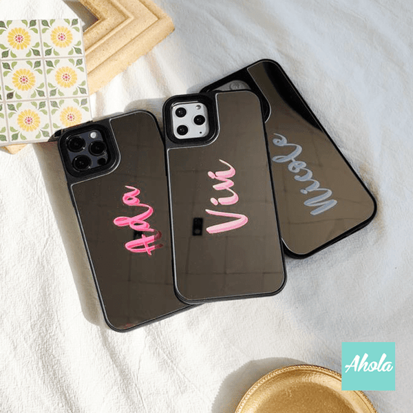 【Tactilie】Protective Mirror Phone Case 黑色全包邊鏡面名字電話殼