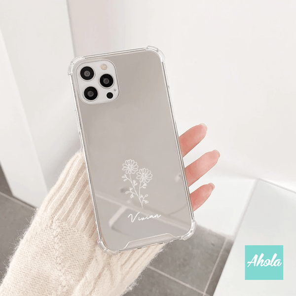 【Floral Doodle】Protective Mirror Phone Case 全包邊鏡面名字電話殼