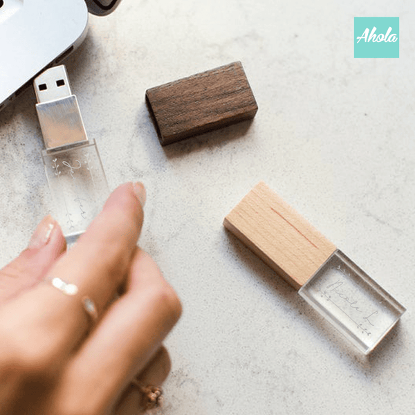 【Wooden】Laser Engraved Crystal USB drive 激光刻字水晶USB手指 - Ahola