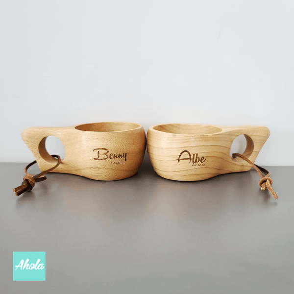 【Duad】Wooden Cup Set 橡膠木製帶柄杯Set (一對)