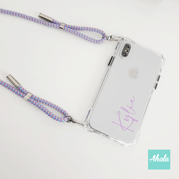 【Murasa】Crossbody Lanyard TPU Transparent Phone Case 自定名字四角掛頸透明電話軟殼