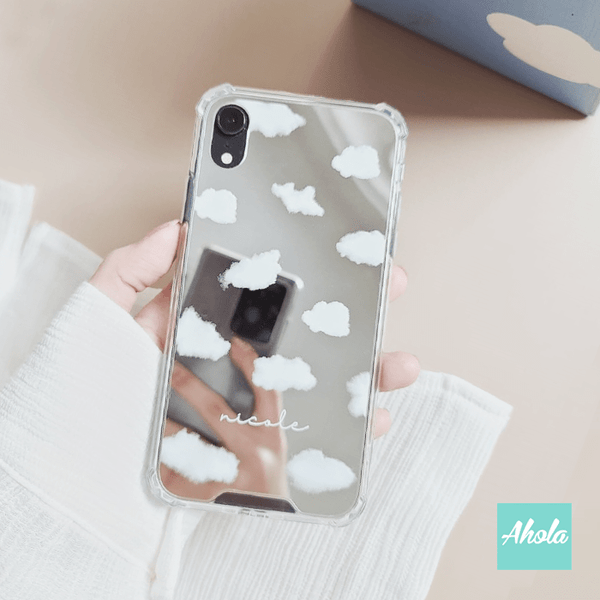 【Kumo】Protective Cloud Print Mirror Phone Case 全包邊雲朵鏡面名字電話殼