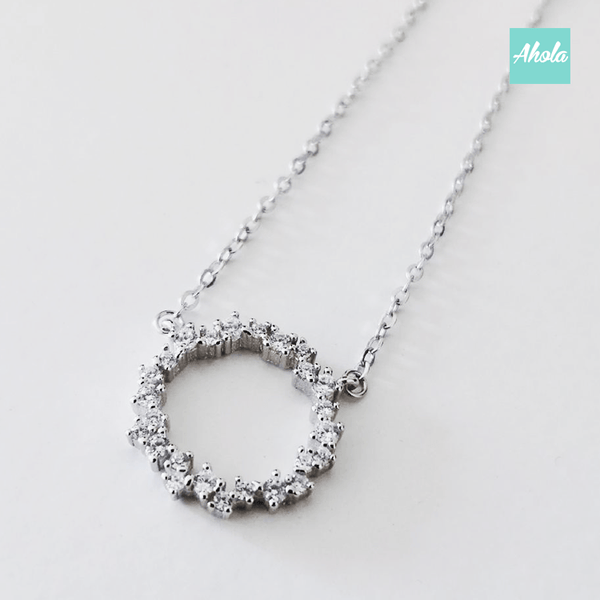 IJ001 Dainty Circle Cubic Zirconia Necklace 微鑲碎鋯石圈頸鏈 | 現貨 | 落單後大約2-4個工作天寄出✨ - Ahola