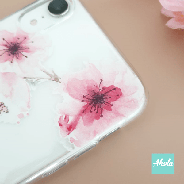 【Naomi】Soft TPU transparent phone case 粉色花朵名字透明電話軟殼