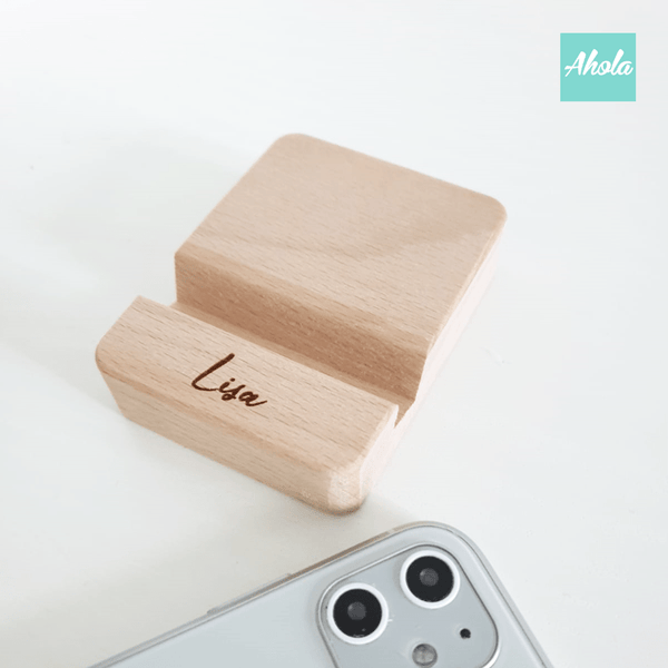【Block】Engraved Wooden Phone and Tablet Stand 櫸木刻字手機架