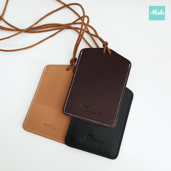 MS009 Embossed Genuine Leather Card Badge Holder 真皮掛頸證件套 - Ahola