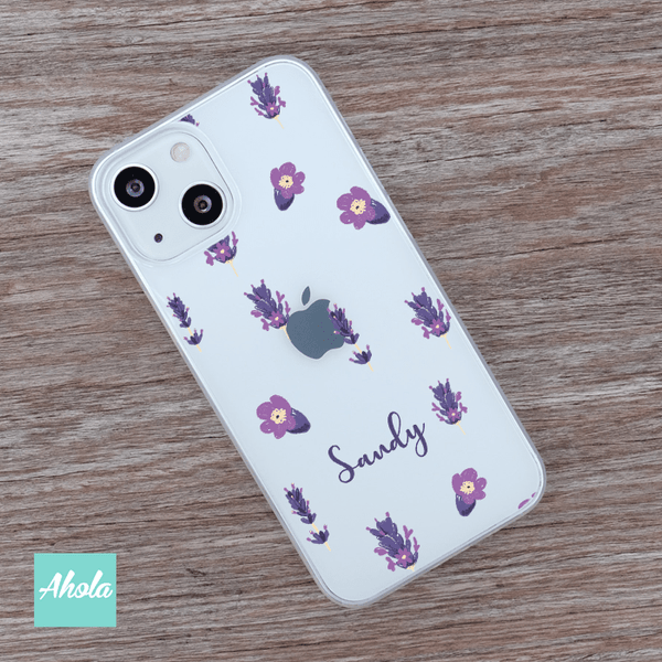 【Lauv】Soft TPU transparent phone case 紫色小花名字透明電話軟殼