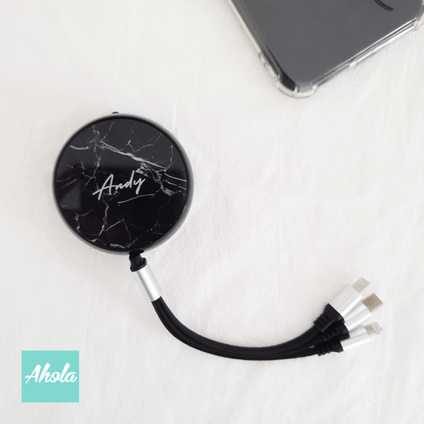 【Marble】Retractable 3 in 1 Charger Cable with Lightning/Type C/Mirco USB