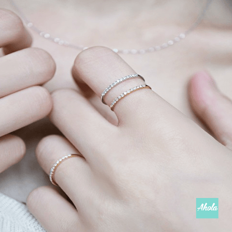 IJ004 Sterling Silver Petite Micropavé Ring 純銀鋯石線戒 | 落單後大約2-4個工作天寄出✨ - Ahola