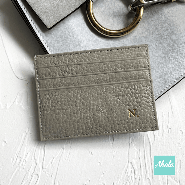 【Hira】Cow Leather Card Holder 燙金壓字真皮卡片包