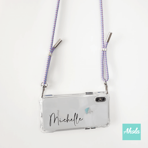 【Murasa】Crossbody Lanyard TPU Transparent Phone Case 自定名字四角掛頸透明電話軟殼
