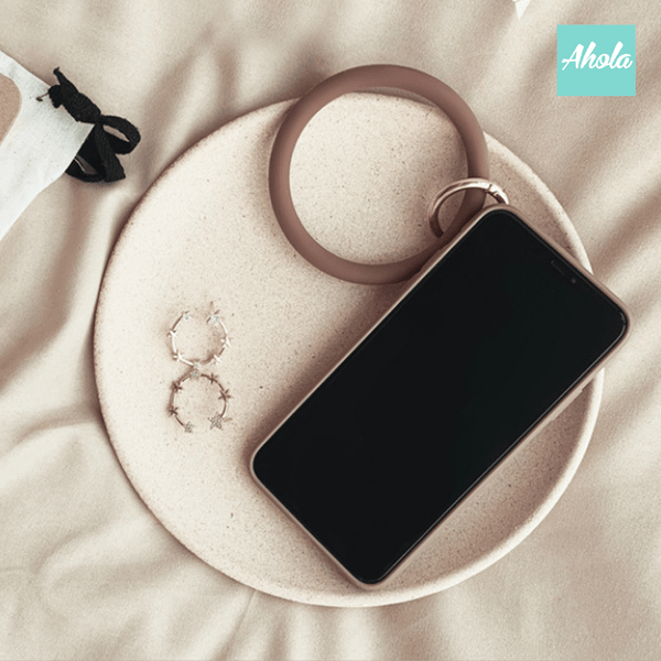 【Hoop】Silicone Soft iPhone Case With Hoop 手腕圈矽膠全包邊自訂名字電話殼