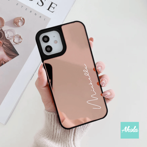 【Aureo】Protective Rose Gold Mirror Phone Case 全包邊玫瑰金鏡面名字電話殼