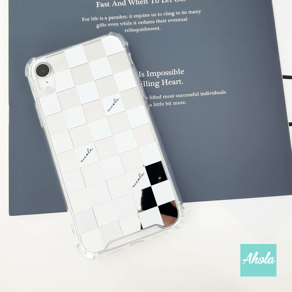 【Chequer】Protective Mirror Phone Case 全包邊格仔鏡面名字電話殼