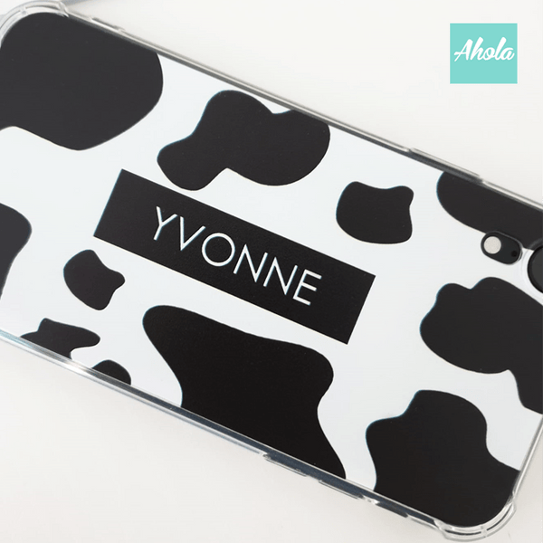 【Milky】Cow Print Soft TPU transparent phone case 乳牛圖案名字透明電話軟殼