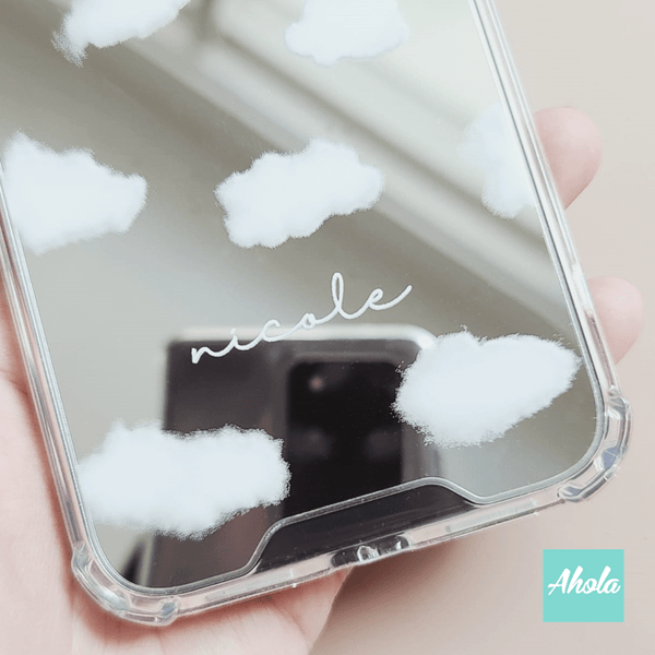 【Kumo】Protective Cloud Print Mirror Phone Case 全包邊雲朵鏡面名字電話殼