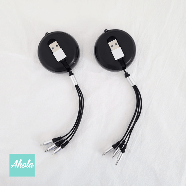 【Marble】Retractable 3 in 1 Charger Cable with Lightning/Type C/Mirco USB