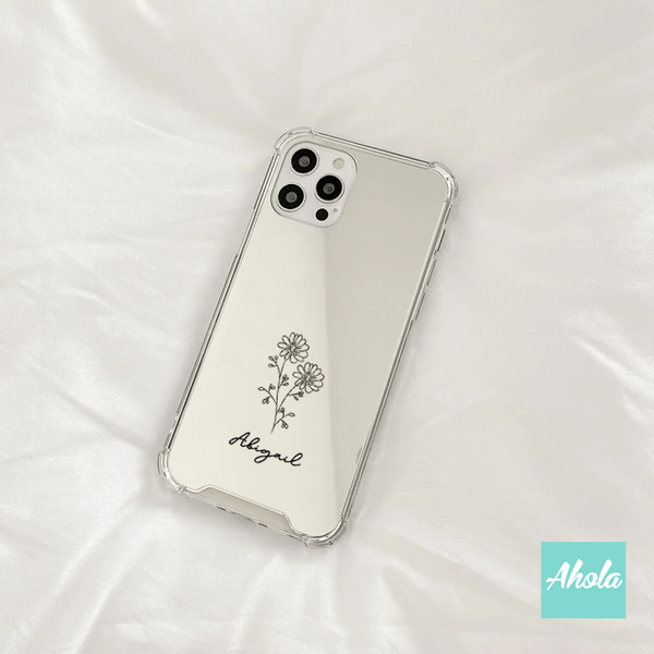 【Floral Doodle】Protective Mirror Phone Case 全包邊鏡面名字電話殼