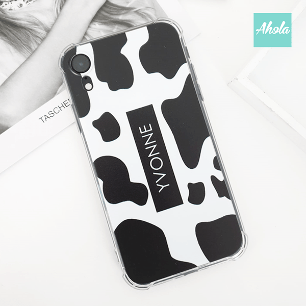 【Milky】Cow Print Soft TPU transparent phone case 乳牛圖案名字透明電話軟殼