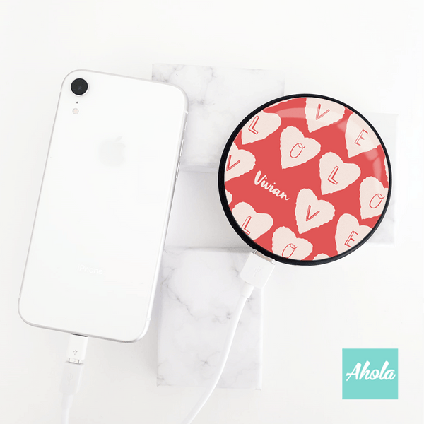 【Love Hearts】Tempered Glass Portable Power Bank 心心圖案名字便攜式差電器