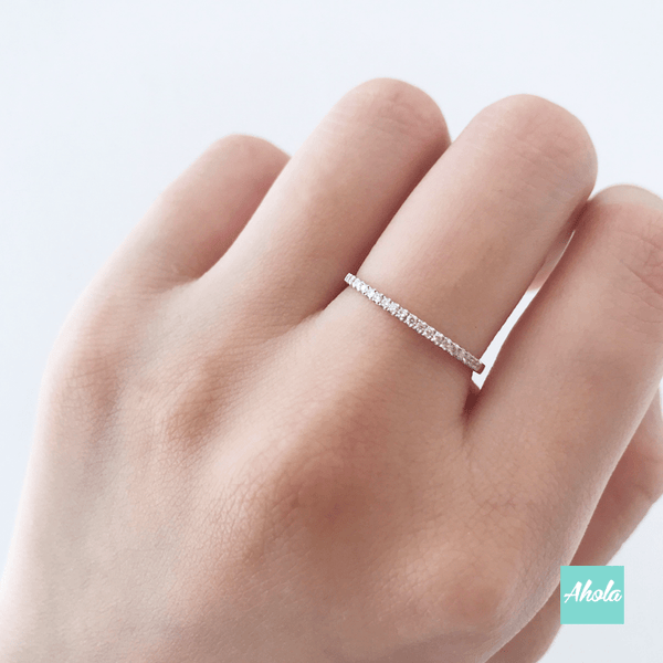 IJ004 Sterling Silver Petite Micropavé Ring 純銀鋯石線戒 | 落單後大約2-4個工作天寄出✨ - Ahola