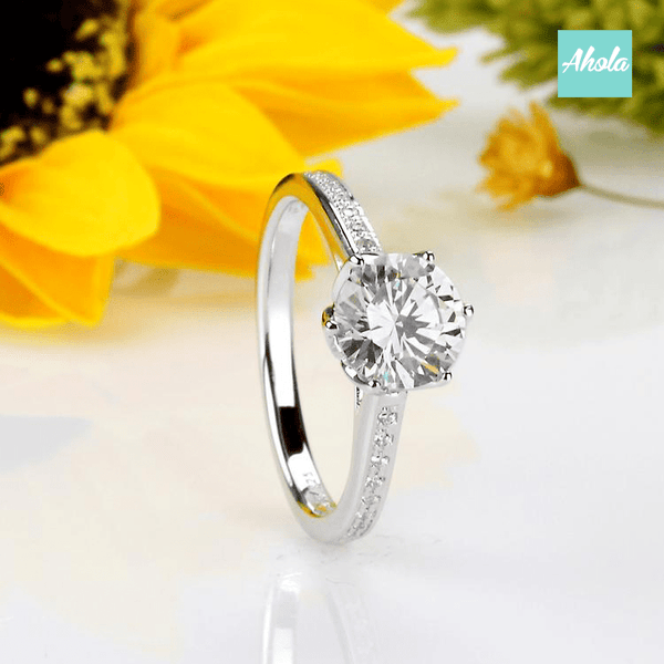 IJ006 Sterling Silver Round Cut .75CT Cubic Zirconia Ring 純銀六爪鋯石戒指| 現貨 | 落單後大約2-3個工作天寄出✨ - Ahola