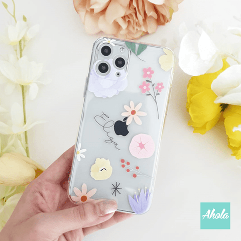 【Moji】Soft TPU transparent phone case 可愛小花名字透明電話軟殼