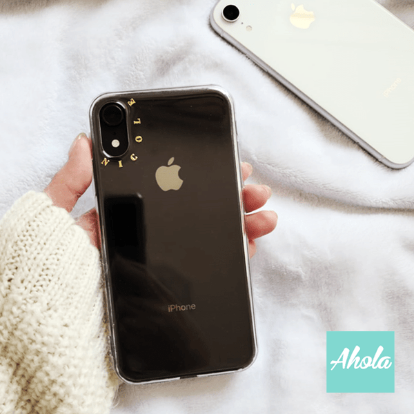 【Oro】Gold Letter Transparent Phone Case 金色字母硬底全包軟邊矽膠電話殼