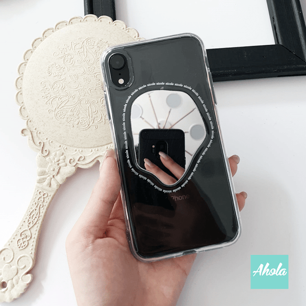 【Miroir】Abstract Shaped Mirror Transparent Phone Case 圖片鏡子硬底全包軟邊矽膠電話殼