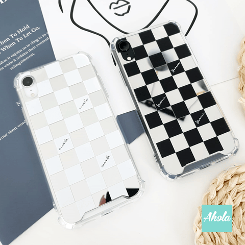 【Chequer】Protective Mirror Phone Case 全包邊格仔鏡面名字電話殼