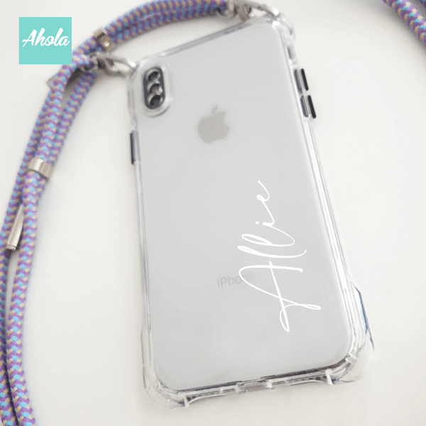 【Murasa】Crossbody Lanyard TPU Transparent Phone Case 自定名字四角掛頸透明電話軟殼