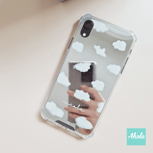 【Kumo】Protective Cloud Print Mirror Phone Case 全包邊雲朵鏡面名字電話殼